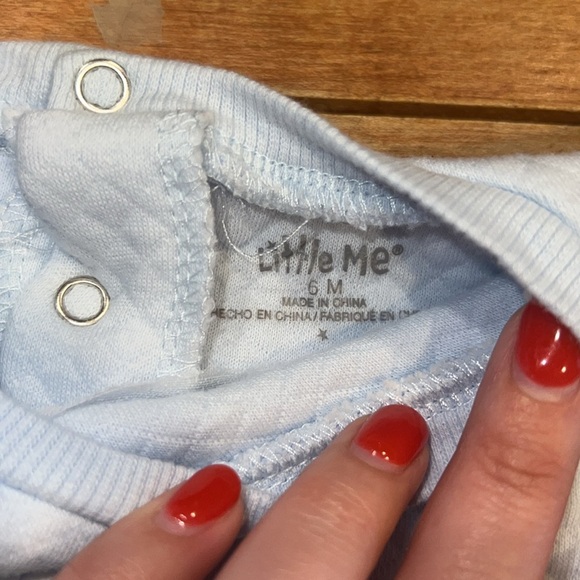 Baby Boy Quilted Blue Set with Stitched White Puppy on Shirt - Picture 5 of 5